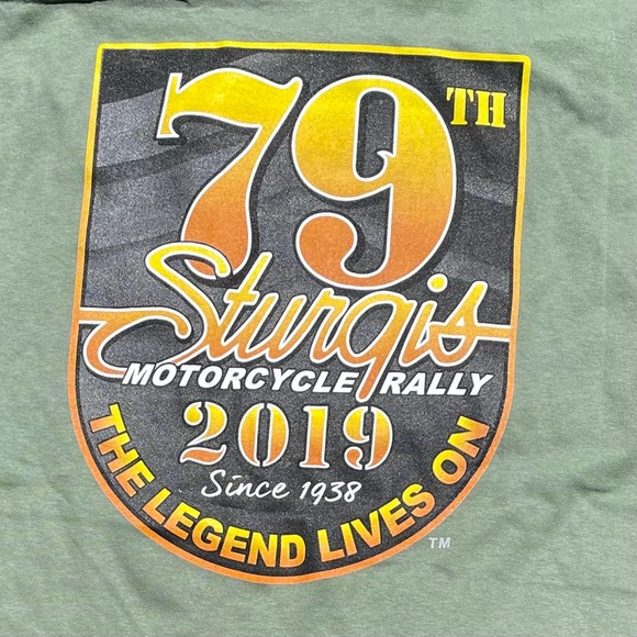 SALE!!⏱ Sturgis Motorcycle Rally T-Shirt - Army Green 2019 NWT - L - Picture 2 of 4